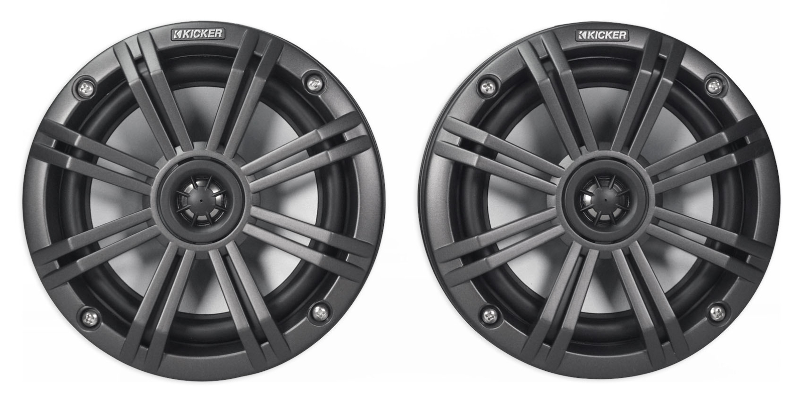 2 KICKER KMFC65 65 195 Вт Черные морские светодиодные колонки для поверхностного монтажа Усилитель Комплект проводов