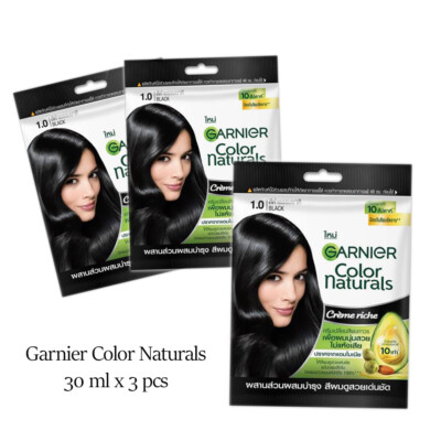 3 X Garnier Color Naturals Hair Dye Permanent Cream Natural Black No Ammonia 30g
