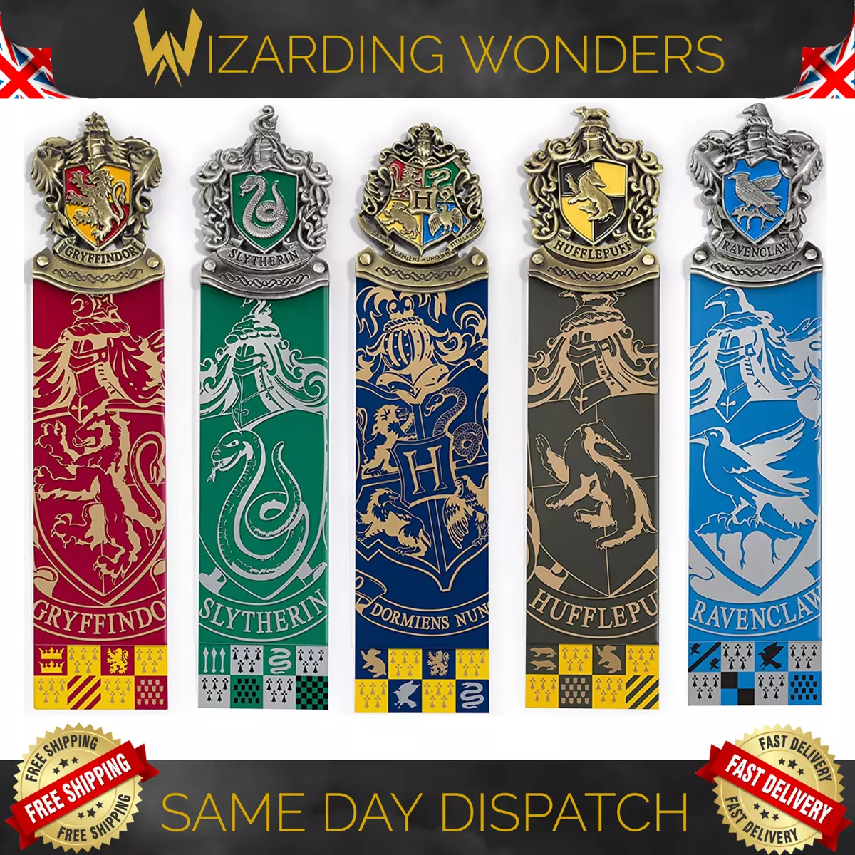 Harry Potter Bookmark Hogwarts House Crest Official Noble Collection Gift UK