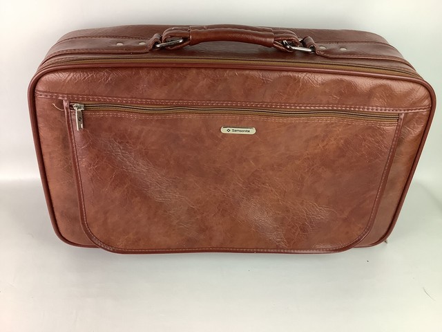 Vtg MCM Samsonite Brown Leather Carry On Bag Luggage Suitcase Vtg MCM Samsonite Brown Leather Carry On Bag Luggage Suitcase