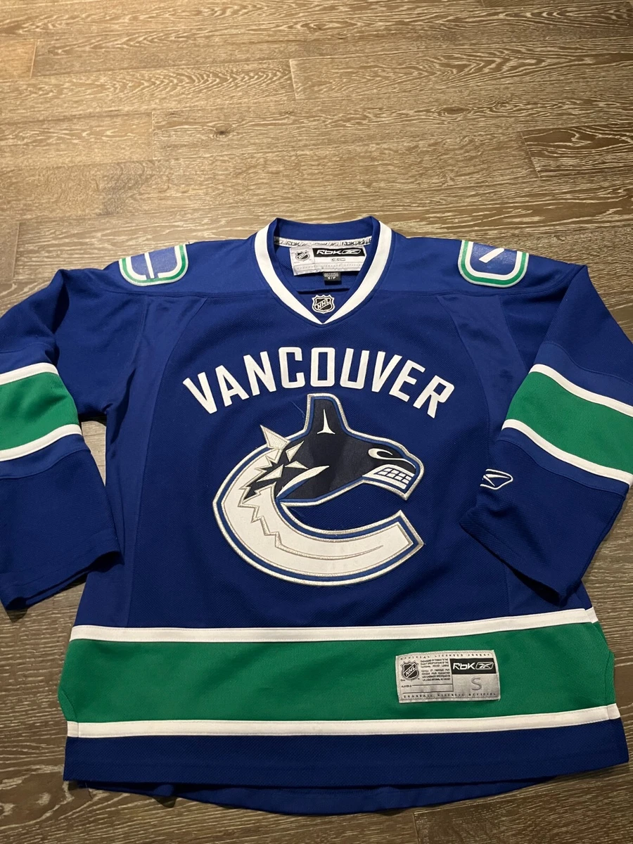 Vancouver Canucks NHL Home Blue Green Orca Jersey Reebok Men's SMALL S