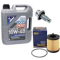 MotoröL Set ÖLfilter SH452P 5W40 5Liter + ÖLablassschraube FüR Opel Astra Vectra
