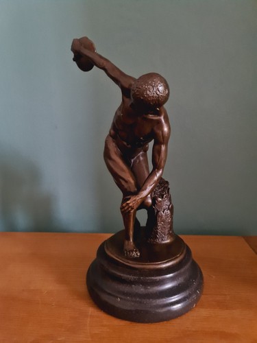 Bronze figurein Statue Myron-style discus thrower Athlete Man Marble Base - Picture 2 of 13