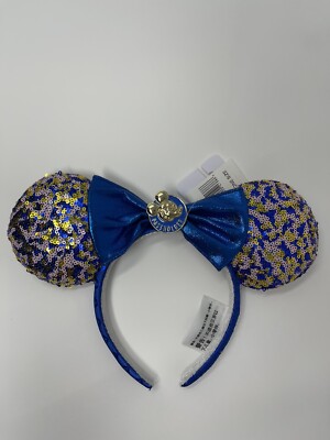 Disney Minnie Mouse Ear Headband Blue Passholder Sequin Bow NWT 95206 (1).jpg main image 3