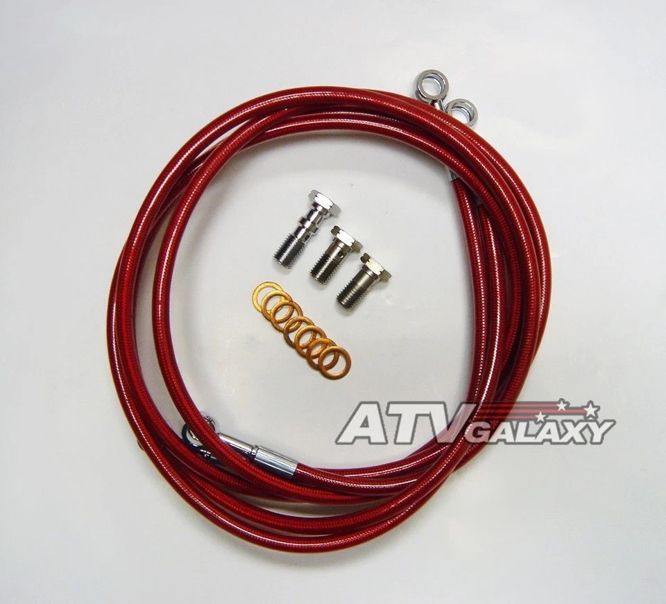 Kit de 2 líneas de freno delantero trenzado de acero extendido Streamline rojo Yamaha YFZ450R 450R Foto 2 de 3
