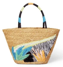 NWT Tabitha Brown x Target Abstract Botanical Woven Straw Tote Bag Purse NEW