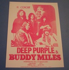 DEEP PURPLE  AND  BUDDY MILES   CONCERT HANDBILL FLYER PRINT OKLAHOMA CITY 1972