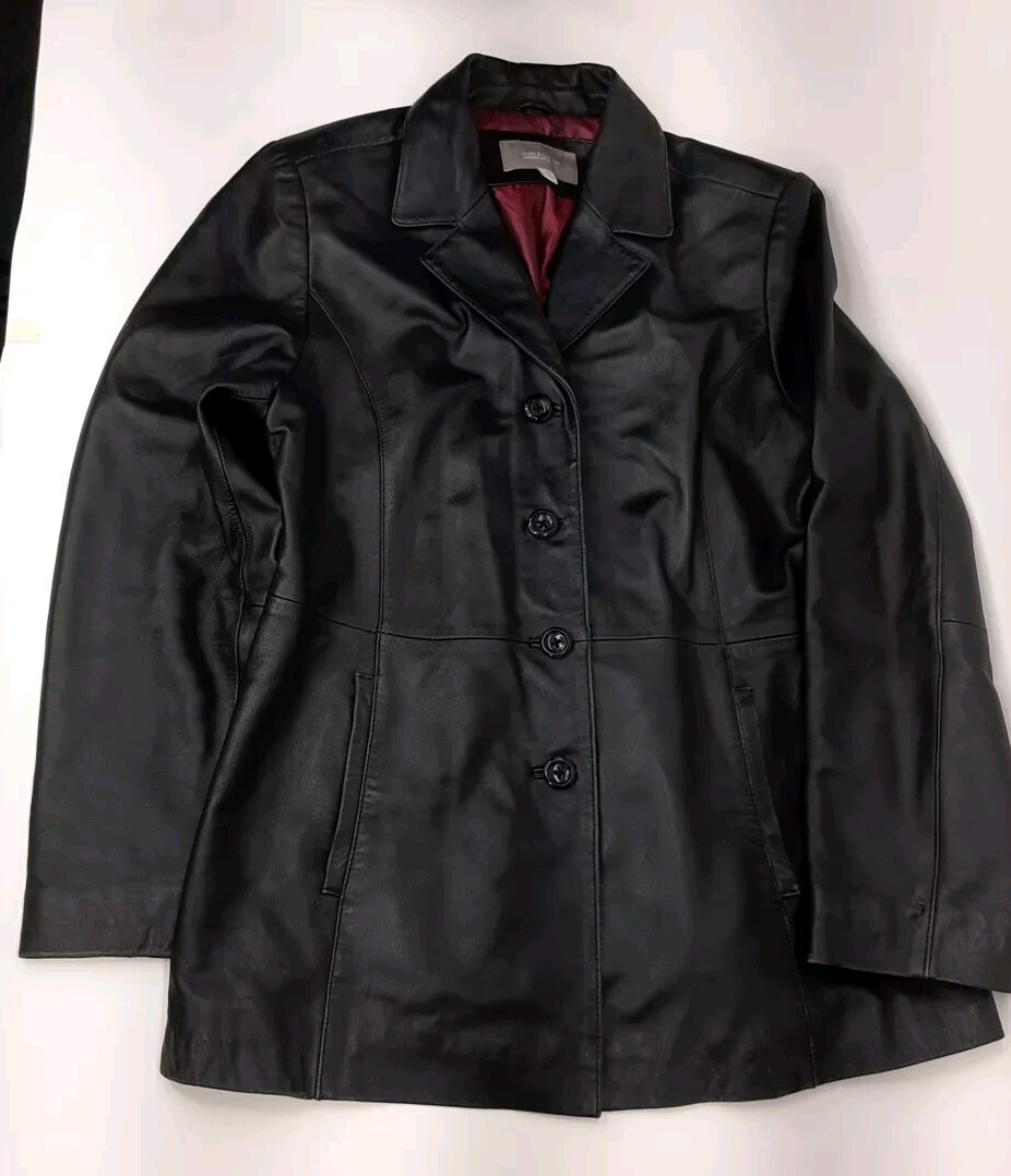 Croft and Barrow Black Lambskin Leather Jacket Coat Vintage
