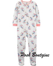 One Piece Pajamas Blanket Sleeper Feet Carters Girls Size 8 10 12 14 Union Suit