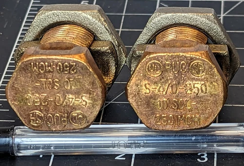 Lot of (2) 1/0 AWG Split Bolt Connector Copper Alloy S-4/0-250 MCM Penn Union [A