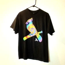 St. Louis Cardinals Tie Dye Tshirt L Black Crew Neck Short Sleeve