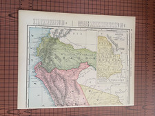 Antique South America Color Map 1890s Ecuador, Peru, and Bolivia Rand McNally