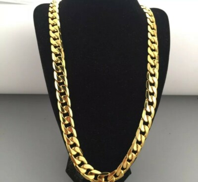 Heavy Mens 20 inch Gold Plated Necklace Curb Link Chain Comes Gift
