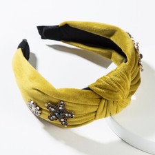 Green Studded Knot Suede Headband