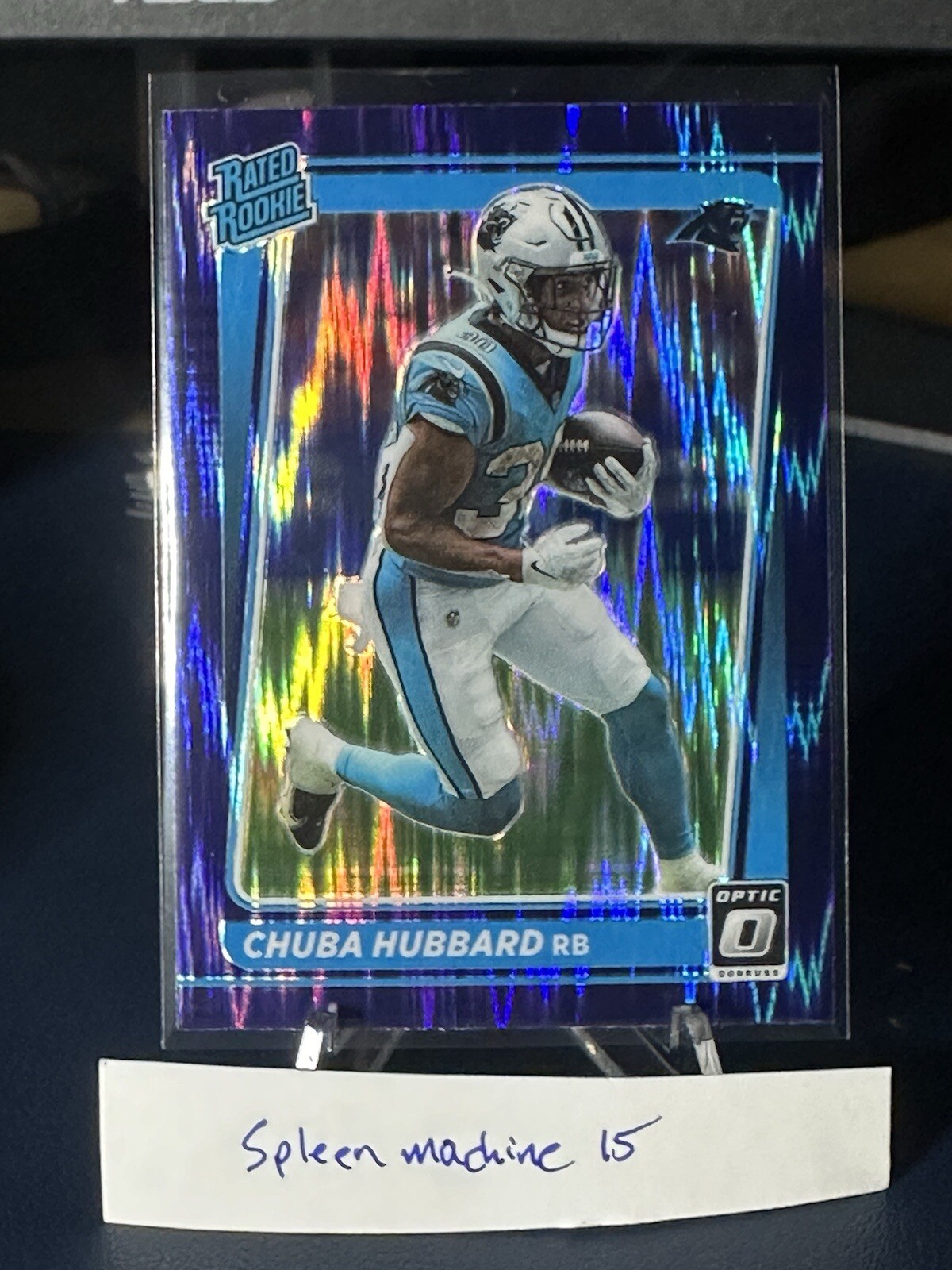 2021 Panini Donruss Optic - Rated Rookie Purple Shock Prizm #225 Chuba Hubbard