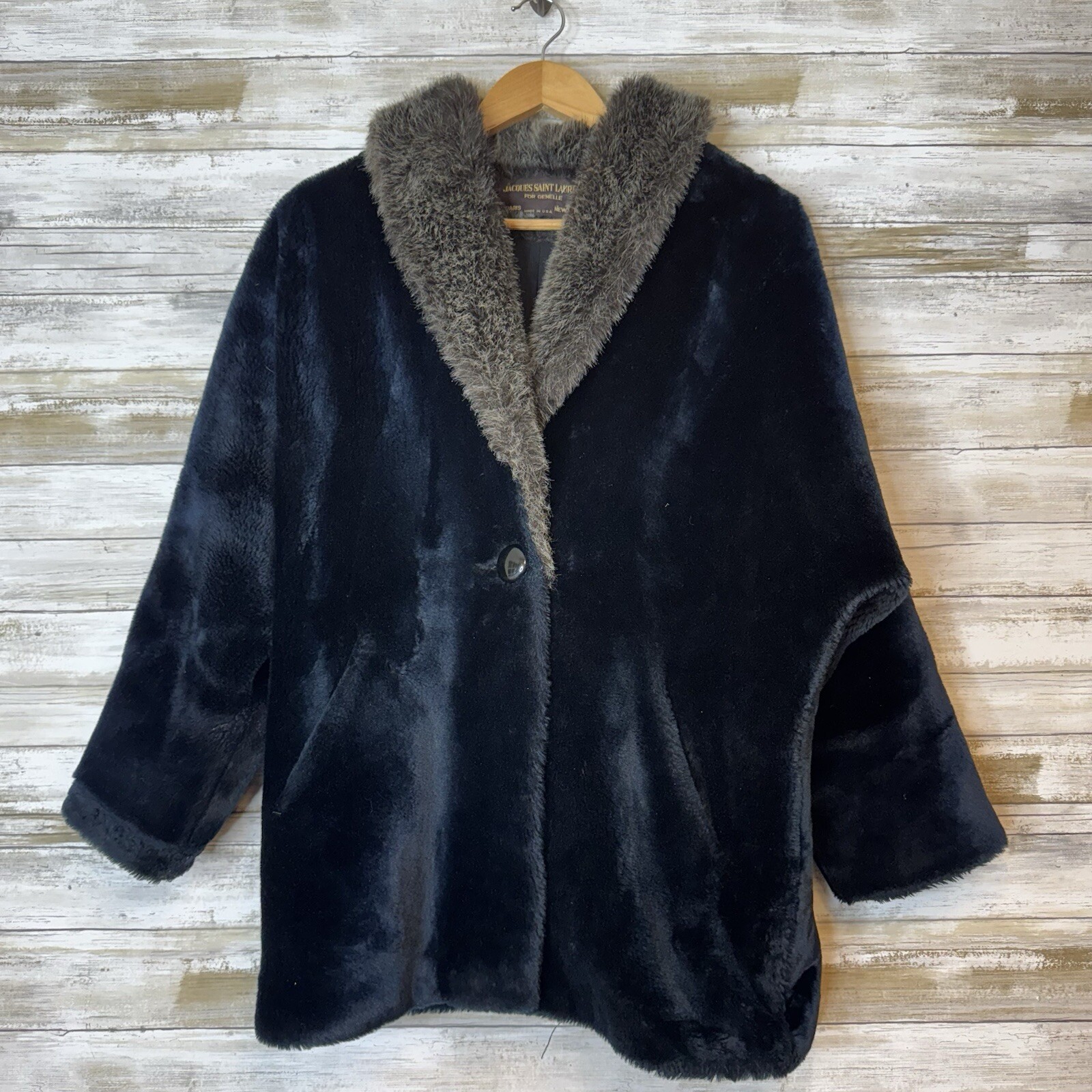 Cappotto donna pelliccia sintetica vintage Jacques Saint Laurent taglia media grande