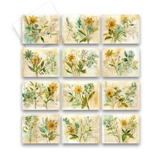 12 Assorted All Occasion Note Cards Blank Greeting Cards - VINTAGE WILDFLOWER