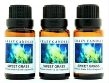 3 Sweet Grass 1/2oz Premium Grade Scented Fragrance Oil Crazy Candles