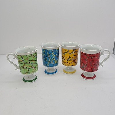 Lot Of 4 Royal Crown Arnart Smug Mugs MCM Cups 4.5'' tall Groovy Funky 44/247
