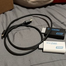 Wii2HDMI Full HD 1080P AV Adapter for Nintendo Wii Black  White with HDMI Cable