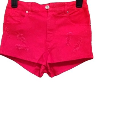 Divided by H&M High Rise Solid Red High Waist Shorts Size 6 Pockets Flat Front
