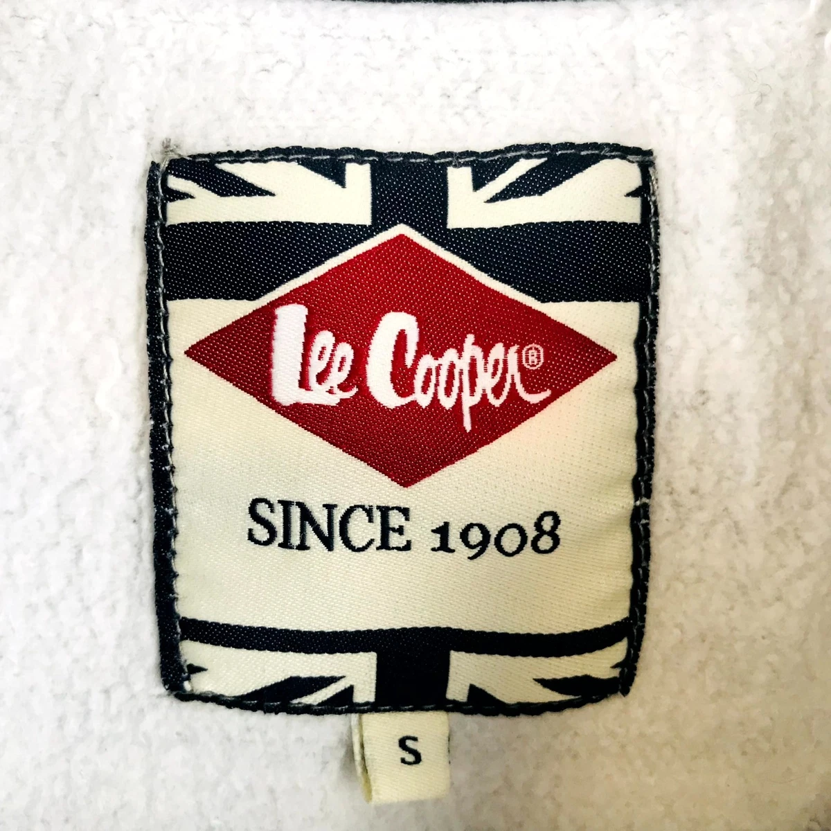 Sudadera Lee Cooper S para hombres, Rayas blancas grises, logo forro polar de cuello redondo