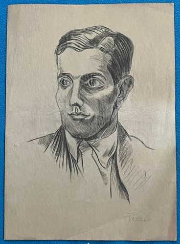 PABLO PICASSO drawing and painting on old paper signed stamped vintage