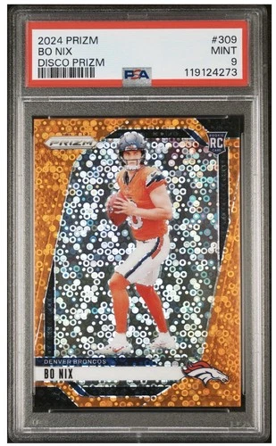 Panini Prizm 2024 Rookie Disco Prizm #309 Bo Nix PSA 9 Denver Broncos Football