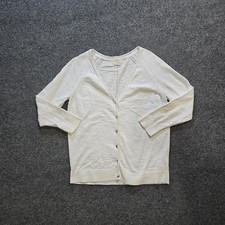 Fat Face Sweater Womens Size 8 White Cardigan Lightweight Capsule Button Casual