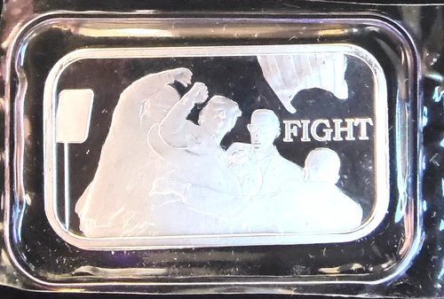 Donald Trump President Fight We The People US Bullion-0.999 Silver 1 Oz Art Bar