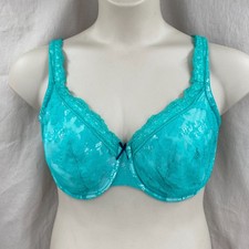 Cacique Lane Bryant Teal Turquoise Lace Bra Size 42DD Lightly Lined Underwire