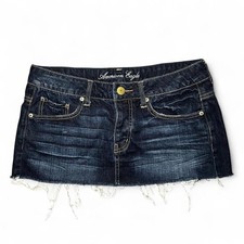 Vintage Y2K American Eagle Dark Wash Jean Skirt with Button Fly