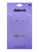 Claire's Gold Zodiac Sign Aquarius Necklace, Lobster Clasp