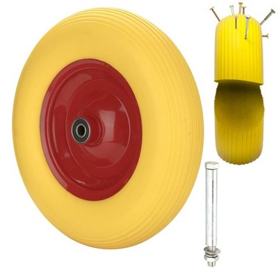 Schubkarrenrad Vollgummi Gummirad Achse 390mm Stahlfelge Reifen