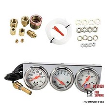 Triple Gauge Kit, 3 in 1 Car Oil Volt Water Gauge, Chrome Housing, White Face,