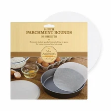 Mrs Anderson's 8" Rround Cake Bleached Parchment Paper, Prevents Sticking,...