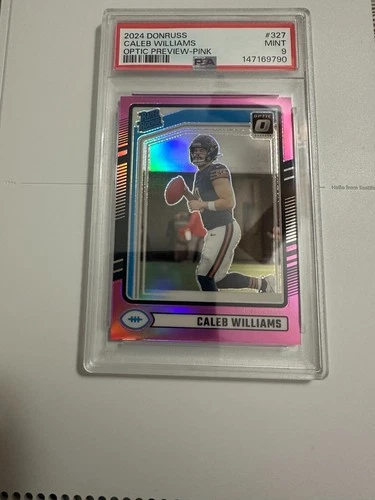 2024 Donruss Optic Preview Caleb Williams Pink Prizm Rated Rookie #327 PSA 9