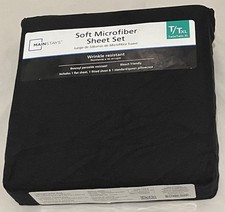 Mainstays Soft Microfiber 3 Piece Sheet Set Twin/TwinXL Black NEW