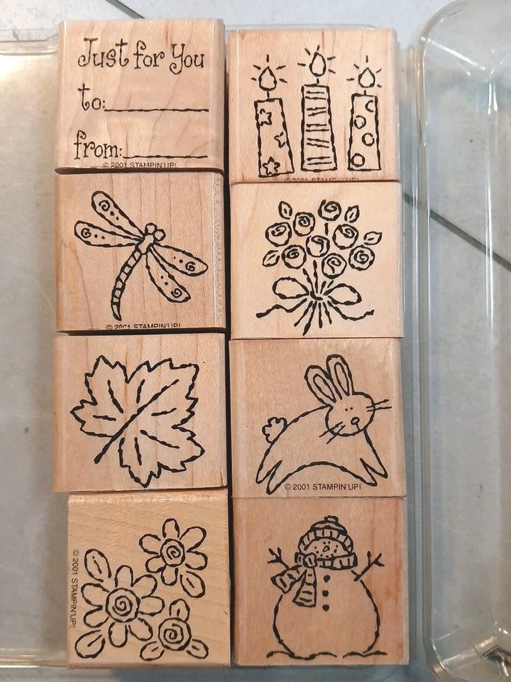 Tags and More Stampin' Up Set Of 8 Wooden/ Rubber, Mounted Stamps 2001 Limited  - Изображение 4 из 4