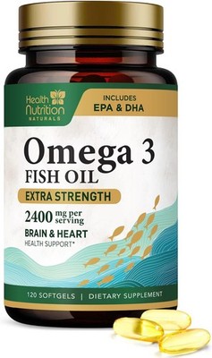 Omega 3 Fish Oil 1200mg - Triple Strength Softgels Omega-3 Supplements, Natural