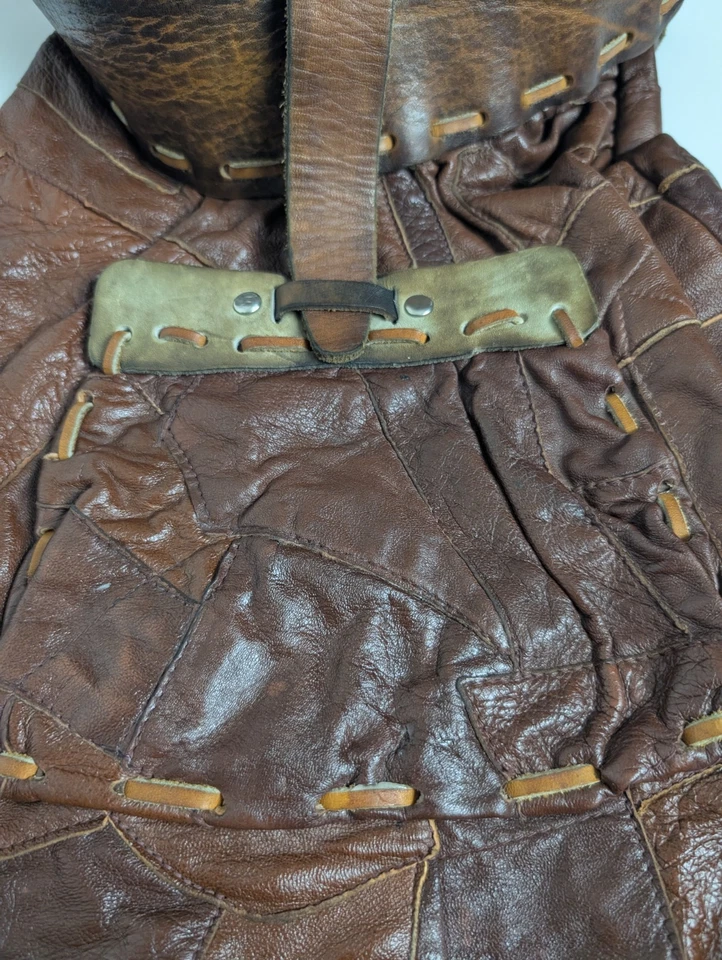 Bolsa de ombro de couro vintage marrom patchwork feita à mão boho satchel 14"x16" - Imagem 2 de 4