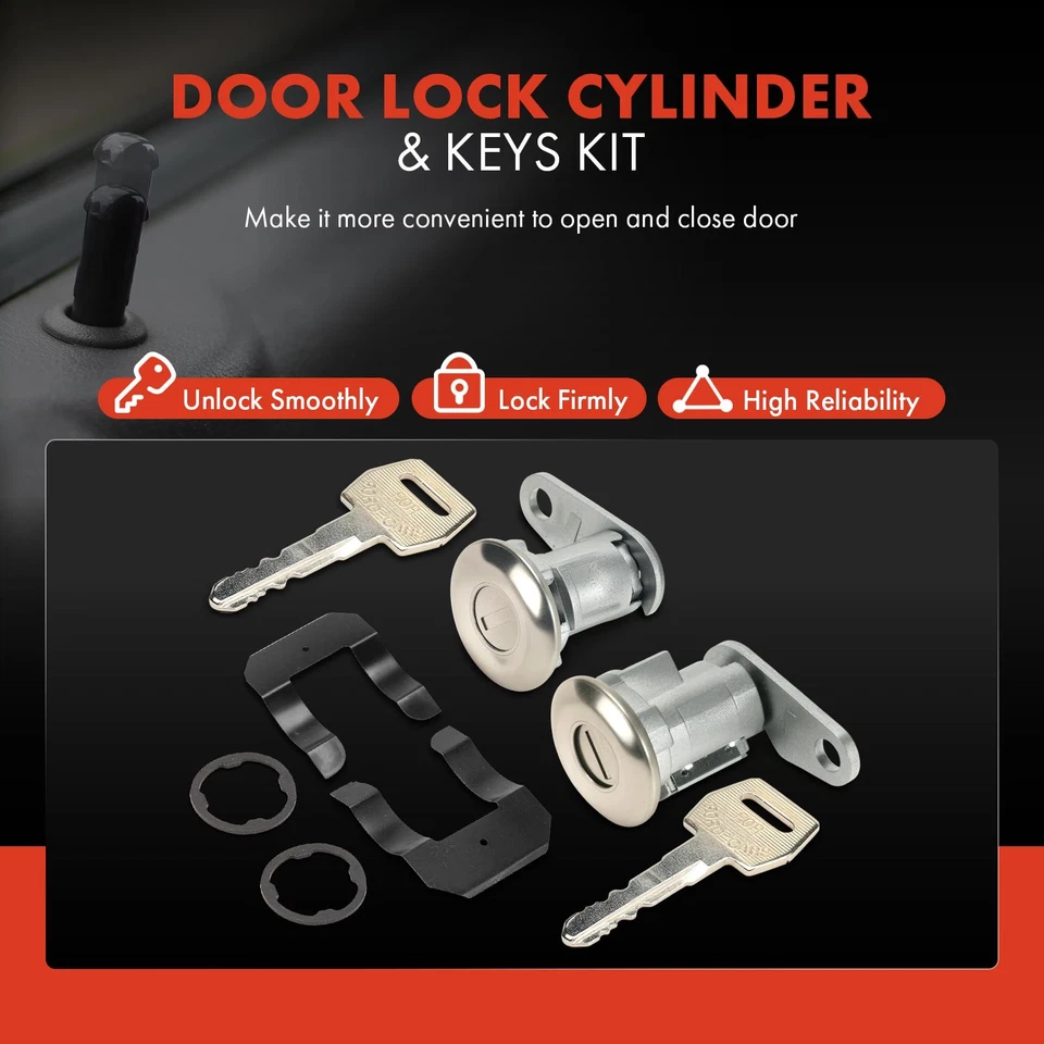 Juego de 2 cilindros de cerradura de puerta con 2 llaves para Ford F-600 F-700 F-800 1980 1981 Mustang Foto 3 de 4