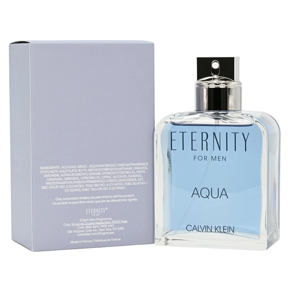 ETERNITY AQUA por Calvin Klein 6.7 / 6.8 OZ Colonia EDT para Hombres Nuevo en Caja Foto 4 de 4
