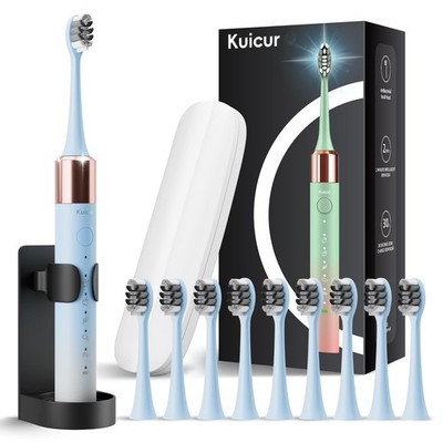 Kuicur Sonic Electric Toothbrush for Adults 15 Count (Pack of 1), Blue-white 