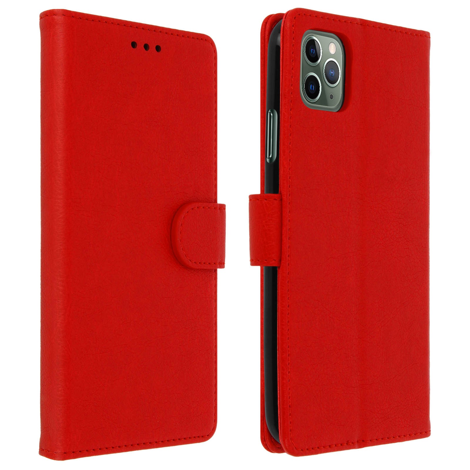 Étui portefeuille iPhone 11 Pro rouge anti-chute avec rangement cartes