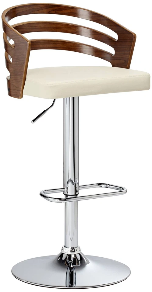 Walnut Swivel Bar Stool 33 3/4" High Cream Cushion for Kitchen Counter Island - Image 2 of 4