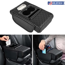 Car Armrest Console Pad Center Box Cushion Cover PU Leather Heighten Cup Holder