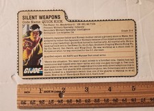Vintage G.I. GI Joe Silent Weapons Quick Kick File Card ARAH