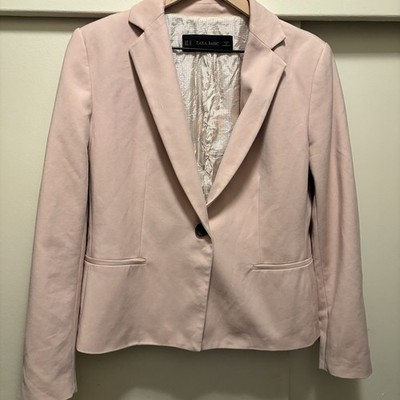 Zara Basic Women s single-breasted blazer in a soft blush pink Size  XL