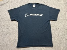 Boeing Shirt Mens Large Black Graphic T-Shirt Tee Aviation Aerospace Logo